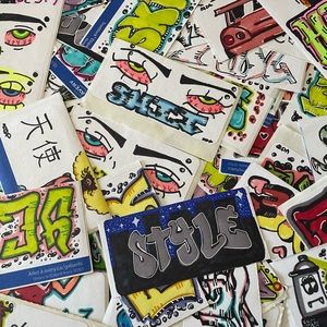 Handmade graffiti stickers, 10 random stickers in each purchase.